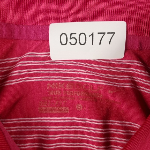 Nike Polo Shirt Mens Size Large Pink Striped Swoosh Golf Casual Short Sleeve * - Picture 10 of 10